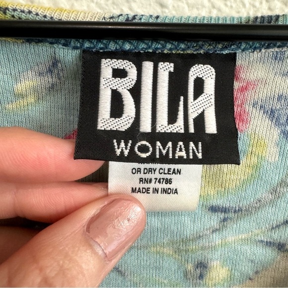 15. Bila Women's 3X Mixed Media Beaded Blouse Floral Blue Paisley Colorful Boho - Picture 4 of 10